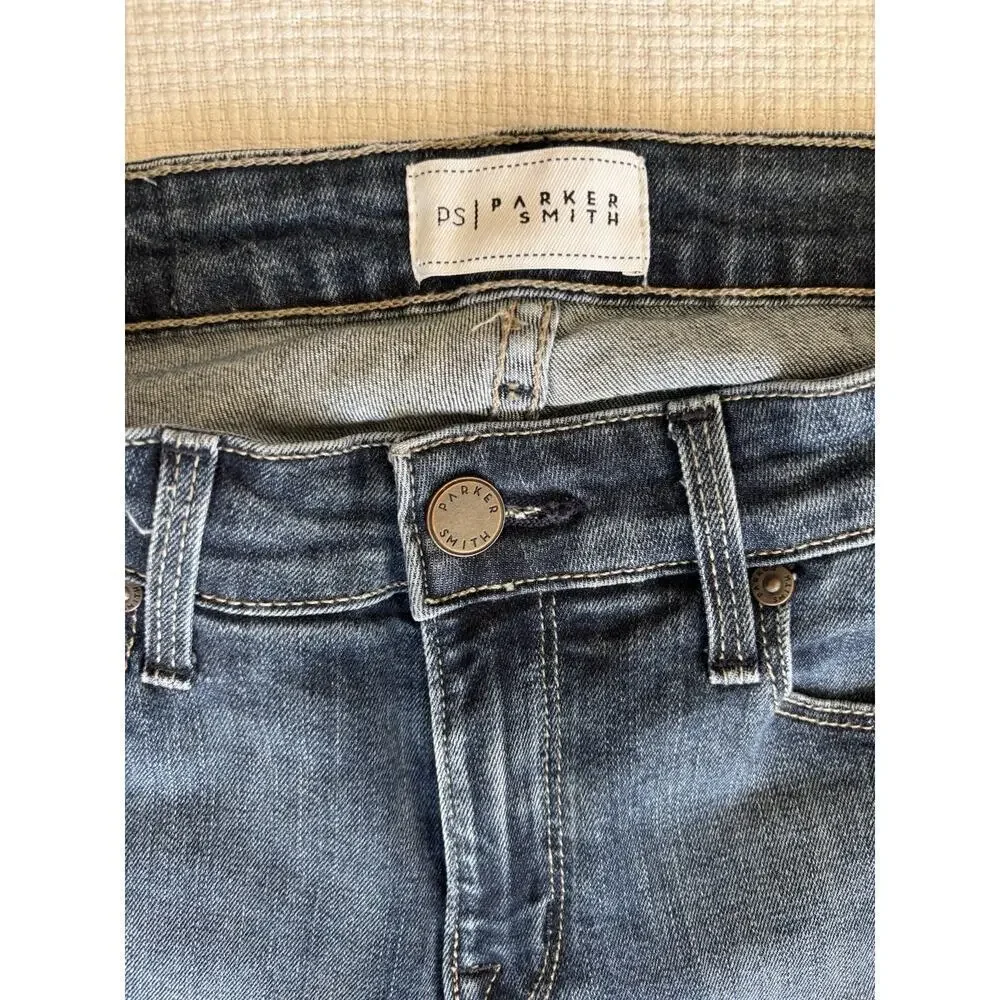 Parker Smith Jeans Women 25 Dark Wash Raw Hem Cropped Straight Leg Preppy Staple